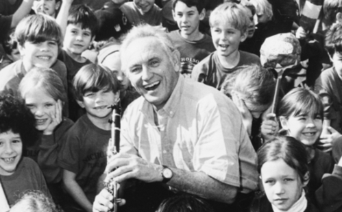 Jazz clarinettist and all-round music hero Don Burrows in 1985, just 4 years after the founding of Musica Viva in schools.