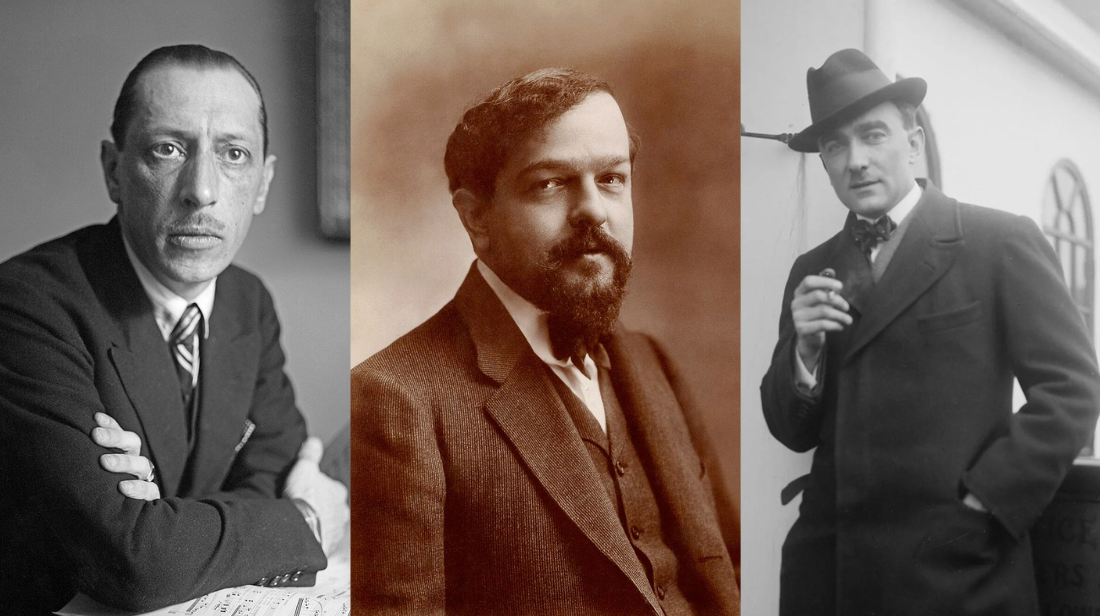 From left to right: Igor Stravinsky, Claude Debussy and Karl Szymanowski. 